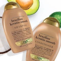 Bộ gội - xả OGX Ever Straightening + Brazilian Keratin Therapy (385ml/1 chai)