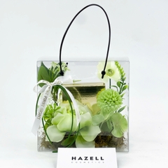 Túi quà Mica hoa lụa 15x15