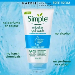 Gel rửa mặt Simple Water Boost Micellar Facial Gel Wash 150ml
