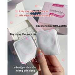Bông tẩy trang Reskin Premium Puff 150 miếng (hộp hồng)