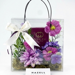 Túi quà Mica hoa lụa 20x20