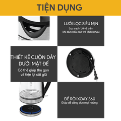 Ấm Đun Siêu Tốc BlueStone KTB-3426 1.7 Lít 1850-2200W