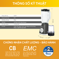 Máy Xay Sinh Tố BlueStone BLB-5323 2 Lít 600W