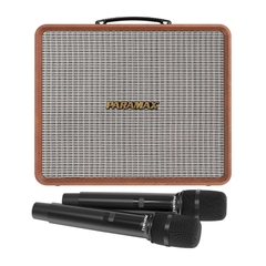 Loa karaoke xách tay PARAMAX Nice 200W màu nâu kèm 2 micro
