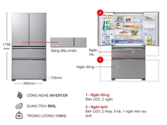 Tủ lạnh 4 cánh Mitsubishi MR-LX68EM-GSL-V (564 lít)