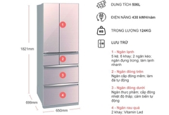 Tủ lạnh 6 cánh 506L Mitsubishi Electric MR-WX52D-F-V (Vàng hồng ánh kim)