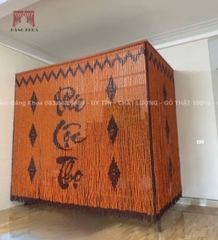 Rèm ngăn phòng thờ Phúc Lộc Thọ màu vàng bò