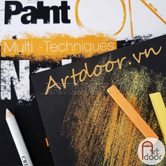 Sổ vẽ màu CLAIREFONTAINE Paint On Pad Đen/ Xám/ Kem dạng sổ xé dày 250gsm (vân mịn)