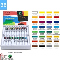 Bộ màu vẽ Acrylic MARIES Tuýp 12ml custom giày, áo, túi, vải, canvas, tô tượng (hộp giấy) - [xả kho]