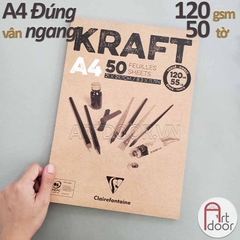 Sổ vẽ chì CLAIREFONTAINE Kraft Pad giấy Nâu dạng Xé mỏng 90~120gsm (vân ngang)