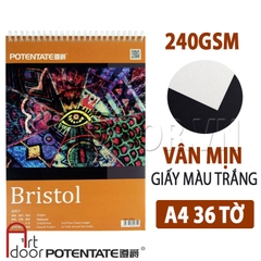 Sổ vẽ màu nước POTENTATE Bristol dày 240gsm (vân mịn) - A4 (36 tờ)