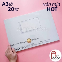 Sổ vẽ màu nước LEYTON Block 100% Cotton dày 300gsm (vân nổi/ mịn) - [xả kho]