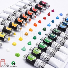 Bộ màu vẽ Acrylic MARIES Tuýp 12ml custom giày, áo, túi, vải, canvas, tô tượng (hộp giấy) - [xả kho]