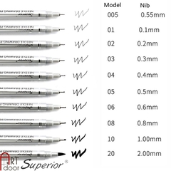 Bộ bút đi nét Đen SUPERIOR/ MARVY/ KURETAKE trọn bộ (hộp giấy)