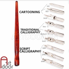 Bộ bút sắt MONT MARTE Calligraphy viết chữ (9 ngòi) - [xả kho]