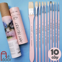 [HÀNG LỖI, THANH LÝ] Bộ cọ vẽ Acrylic ART SECRET kèm ống hồng (10 cây)