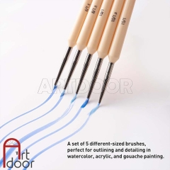 Bộ cọ vẽ đầu tỉa Gouache MIYA HIMI Yellow (5 cây)