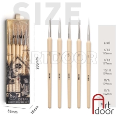 Bộ cọ vẽ đầu tỉa Gouache MIYA HIMI Yellow (5 cây)