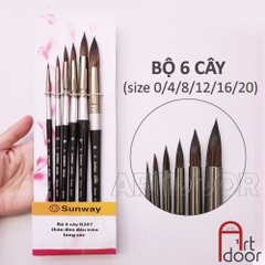 Bộ cọ vẽ màu nước SUNWAY Basic lông Sóc Mix