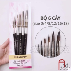 Bộ cọ vẽ màu nước SUNWAY Basic lông Sóc Mix