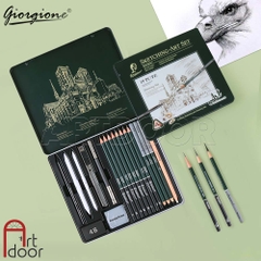 Bộ dụng cụ vẽ chì GIORGIONE truyền thần chuyên nghiệp 19 món (hộp thiếc)
