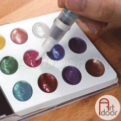 Bộ màu Nước Nén Nhũ KURETAKE Zig Pearlescent Mini (hộp giấy) - 12 Màu - [xả kho]