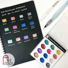 Bộ màu Nước Nén Nhũ KURETAKE Zig Pearlescent Mini (hộp giấy) - 12 Màu - [xả kho]