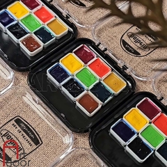 Pocket màu Nước HOLBEIN Artist 12/ 24 màu dạng pan chiết 0.5~1ml (hộp nhựa)