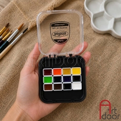 Pocket màu Nước HOLBEIN Artist 12/ 24 màu dạng pan chiết 0.5~1ml (hộp nhựa)