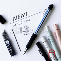 Bút chì kim bấm TOMBOW Work lõi lớn (đầu 1.3mm) dòng Mono bấm ra ngòi