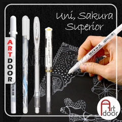 Bút line kháng nước Trắng, Nhũ Vàng, Bạc SAKURA/ SUPERIOR/ UNI (nhiều loại)
