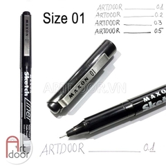 Bút line kháng nước Đen MAXON Sketch (cây lẻ) - 0.1 - [xả kho]