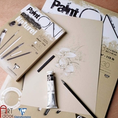 Sổ vẽ màu CLAIREFONTAINE Paint On Pad Đen/ Xám/ Kem dạng sổ xé dày 250gsm (vân mịn)