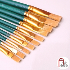 Bộ cọ 12 cây tô tượng, tô đất sét, vẽ màu Acrylic custom áo (cán Xanh đầu Vàng) lông mượt mềm