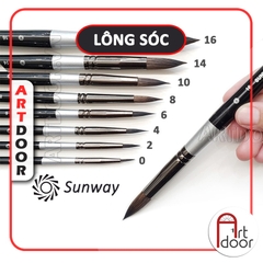 Cọ vẽ màu nước đầu Tròn SUNWAY Basic (B207) lông Sóc, thân Đen