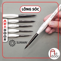 Cọ vẽ màu nước đầu Tròn SUNWAY Taipei (B008) lông Sóc, thân Trắng