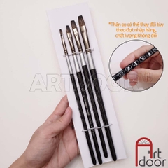 Cọ vẽ đầu Vuông SUNWAY Basic lông Sóc Mix thân Đen (207F)