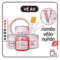 Combo vẽ áo nụ hôn màu Acrylic MONT MARTE lâu phai custom áo, vải, canvas