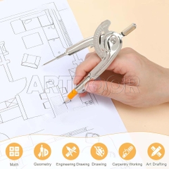 Compa vẽ kỹ thuật có thước gắn kèm dễ sử dụng