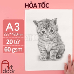 Giấy binh bài BÃI BẰNG A3 vẽ hình họa (Rất Mỏng 60gsm) vẽ nháp sau đó scan lại - A3 (20 tờ) - [HỎA TỐC HCM]