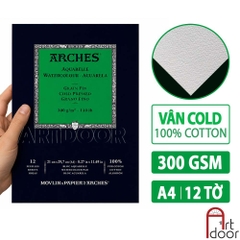 Giấy vẽ màu nước ARCHES Artist dày 300gsm dòng hoạ sĩ khổ Đúng (vân mịn/ nổi)