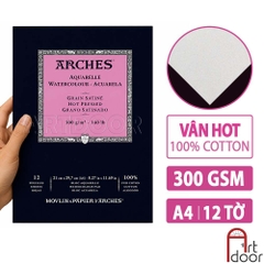 Giấy vẽ màu nước ARCHES Artist dày 300gsm dòng hoạ sĩ khổ Đúng (vân mịn/ nổi)