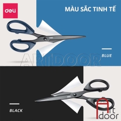 Kéo cắt DELI lưỡi đen chống rỉ cỡ lớn (210mm) cắt giấy, làm đồ thủ công