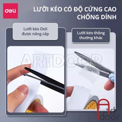 Kéo cắt DELI lưỡi đen chống rỉ cỡ lớn (210mm) cắt giấy, làm đồ thủ công