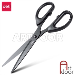 Kéo cắt DELI lưỡi đen chống rỉ cỡ lớn (210mm) cắt giấy, làm đồ thủ công