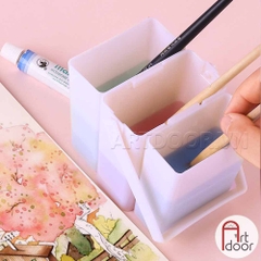 Khay Xô rửa cọ HOLBEIN Mini gấp gọn (3 ngăn) đựng nước để vẽ màu nước, pentel poster, gouache, acrylic