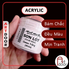 Sơn lót Acrylic MONT MARTE Gesso (chiết 30ml) giúp bám chắc, bền màu, dễ vẽ trên vải, nhựa, kính, gỗ, đá