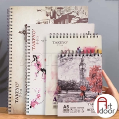 Sổ vẽ chì TAKEYO Sketchbook lò xo mỏng 160gsm (vân mịn, 50 tờ)