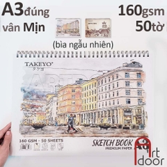 Sổ vẽ chì TAKEYO Sketchbook lò xo mỏng 160gsm (vân mịn, 50 tờ)