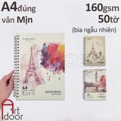 Sổ vẽ chì TAKEYO Sketchbook lò xo mỏng 160gsm (vân mịn, 50 tờ)